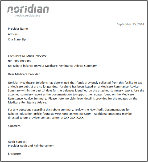 Rebate Summary Letters JF Part A Noridian